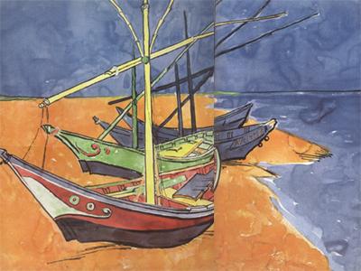 Vincent Van Gogh Boats on the Beach of Saintes-Maries (nn04) China oil painting art